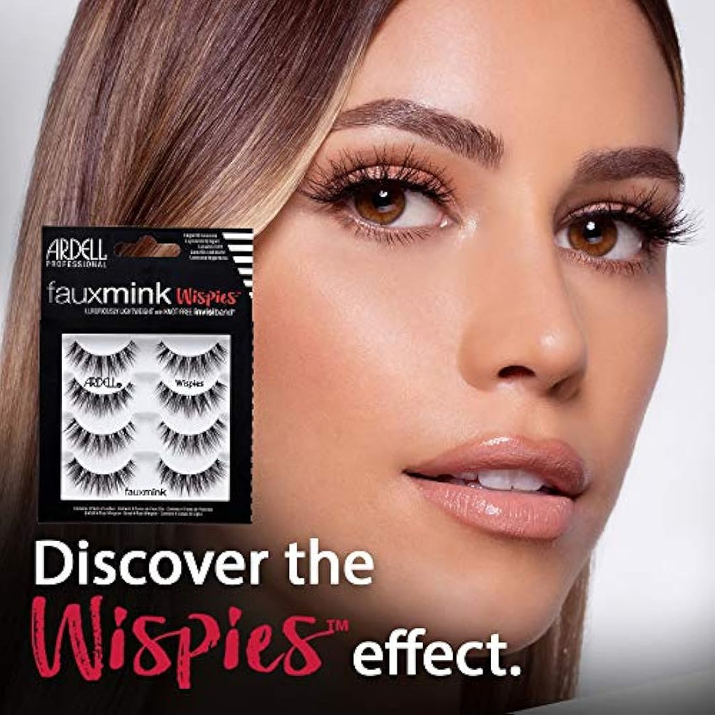 Ardell Faux Mink Wispies False Lashes - Knot-Free Invisiband 4 Pack