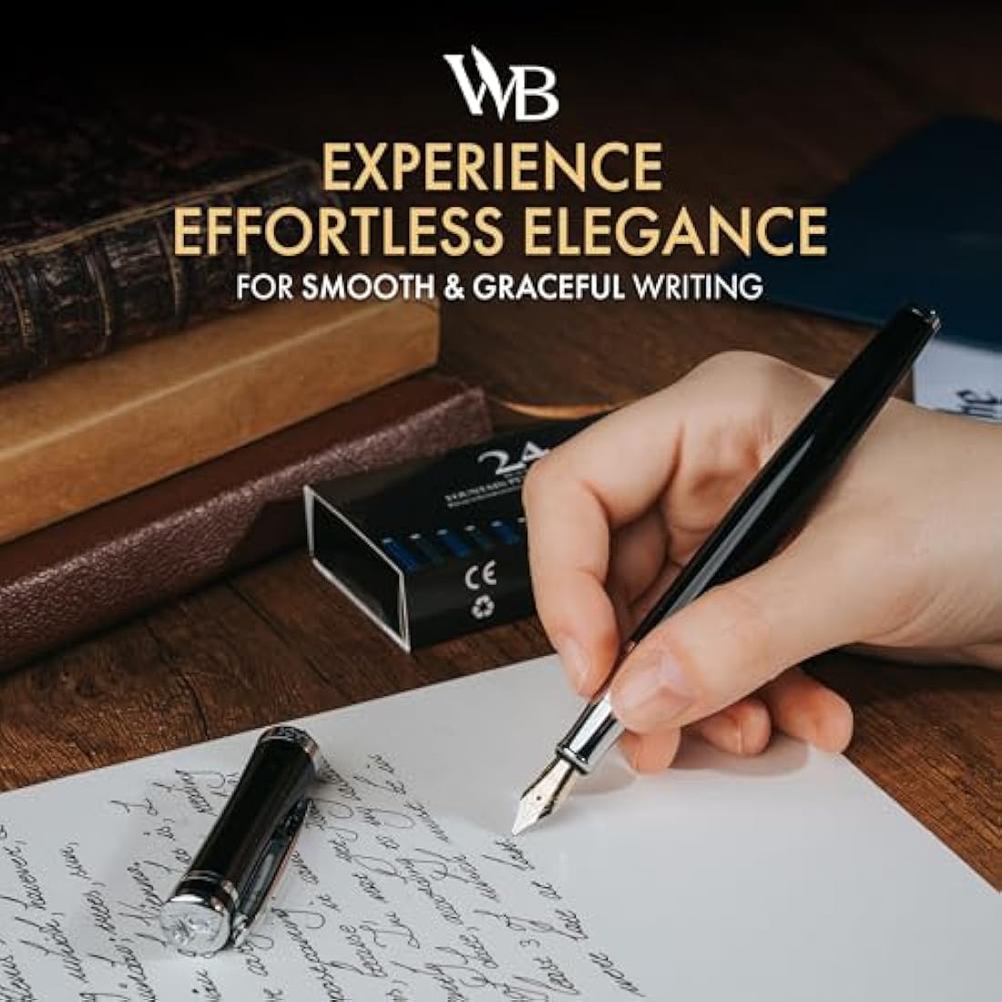 Wordsworth & Black Fountain Pen Set - 18K Gilded Fine Nib & Ink