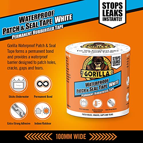 Gorilla Waterproof Patch & Seal Tape - White Leak Repair Tape, 3m