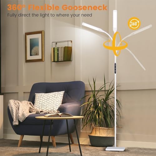 Lastar LED Floor Lamp | Remote Control Reading Standing Lamp - White