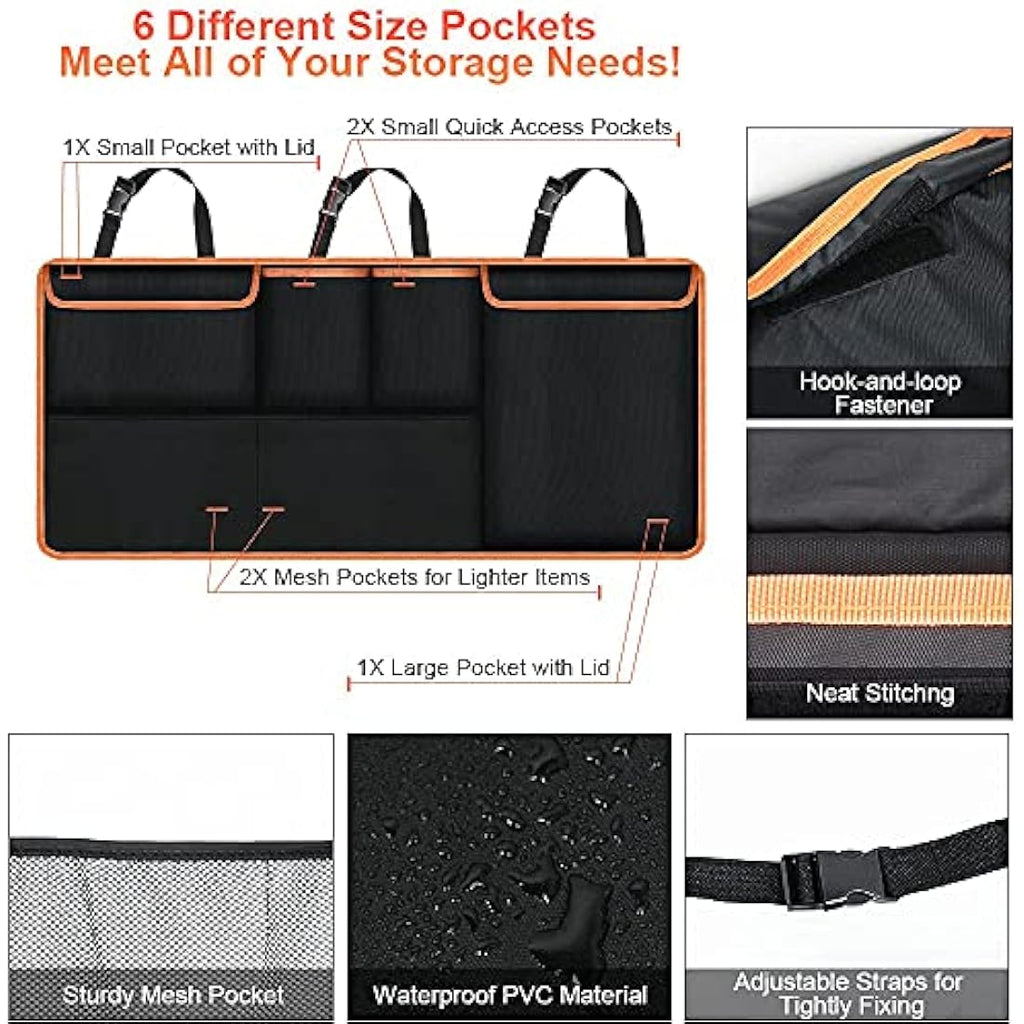 URAQT Car Boot Organiser | Waterproof 600D Oxford Backseat Storage (100x45cm)