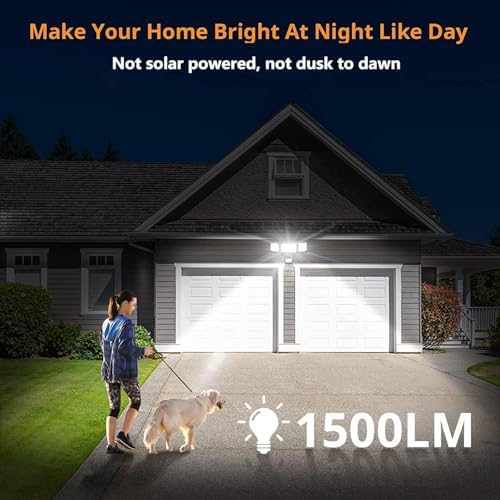 LEPOWER Battery Powered LED Motion Sensor Flood Light, 1500LM, IP65