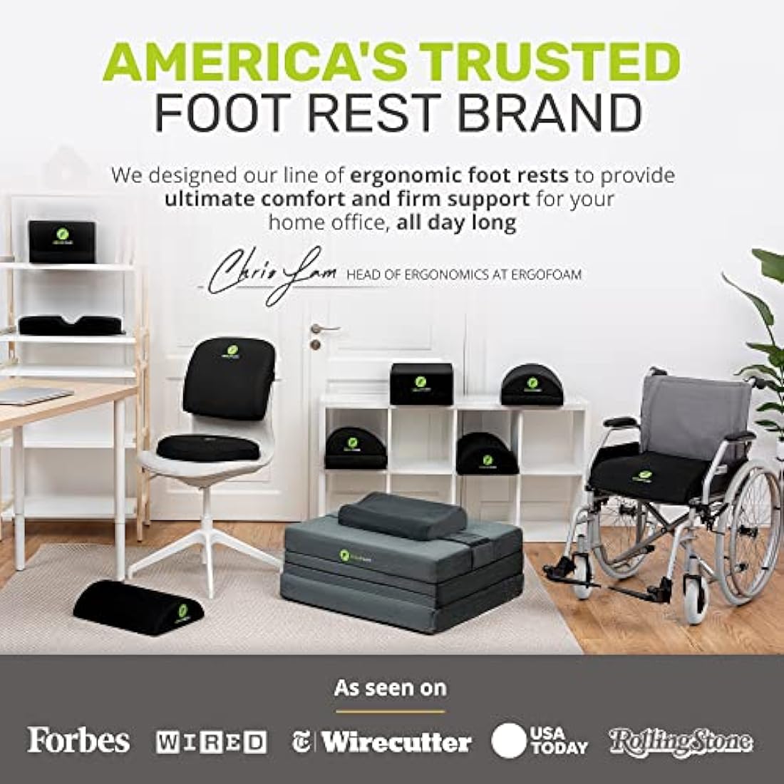 ErgoFoam Ergonomic Under Desk Foot Rest – Premium Velvet Rocker (Black)