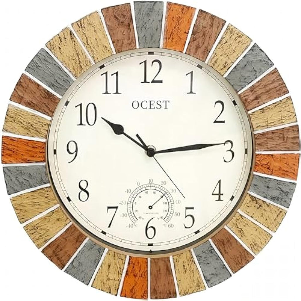 Jolof Store 13-Inch Outdoor Wall Clock | Waterproof Silent Garden Clock