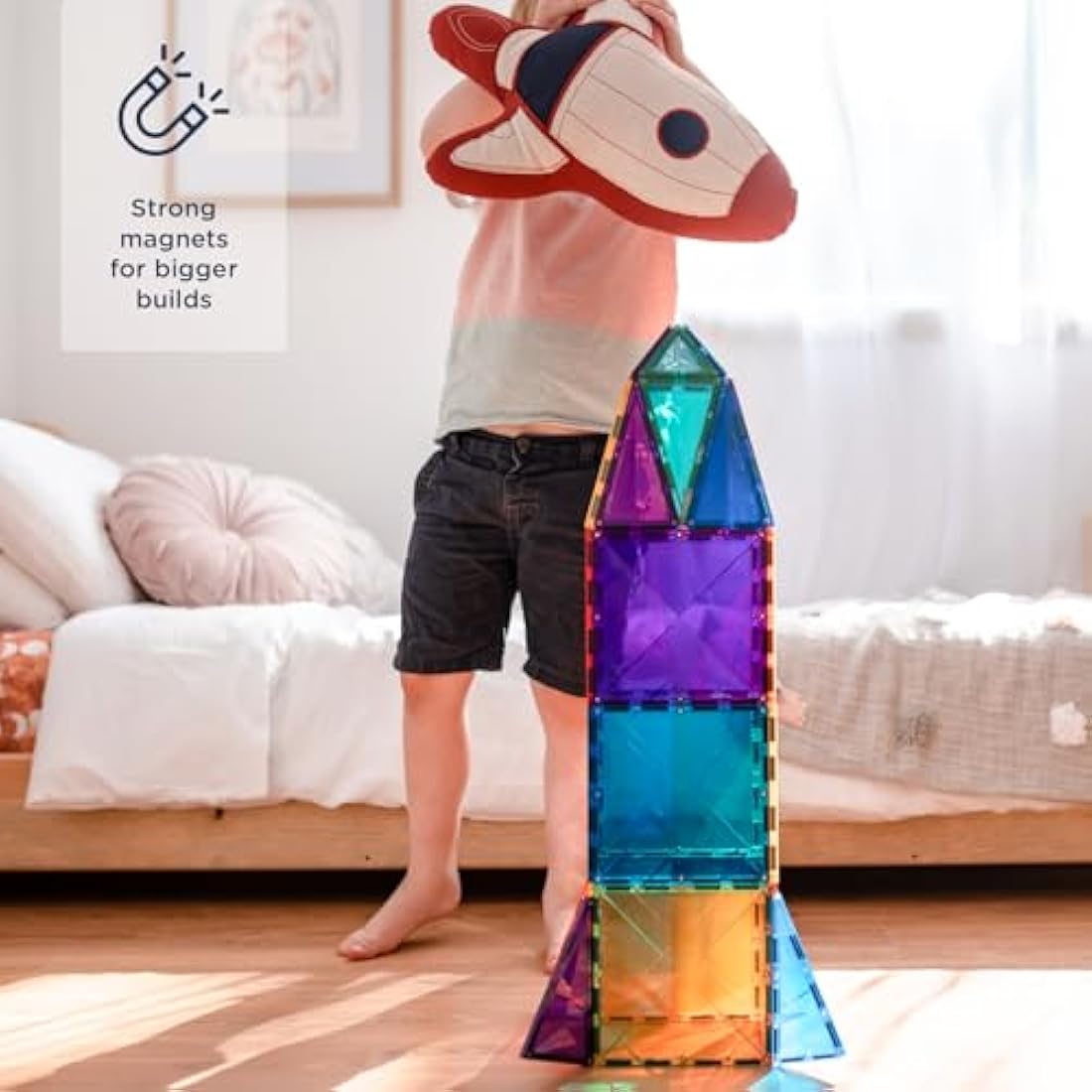 Connetix Rainbow Magnetic Tiles Mega Pack | 212 Piece STEM Building Set