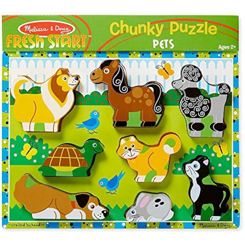 Melissa & Doug Pets Chunky Puzzle – 8-Piece Wooden Toddler Toy