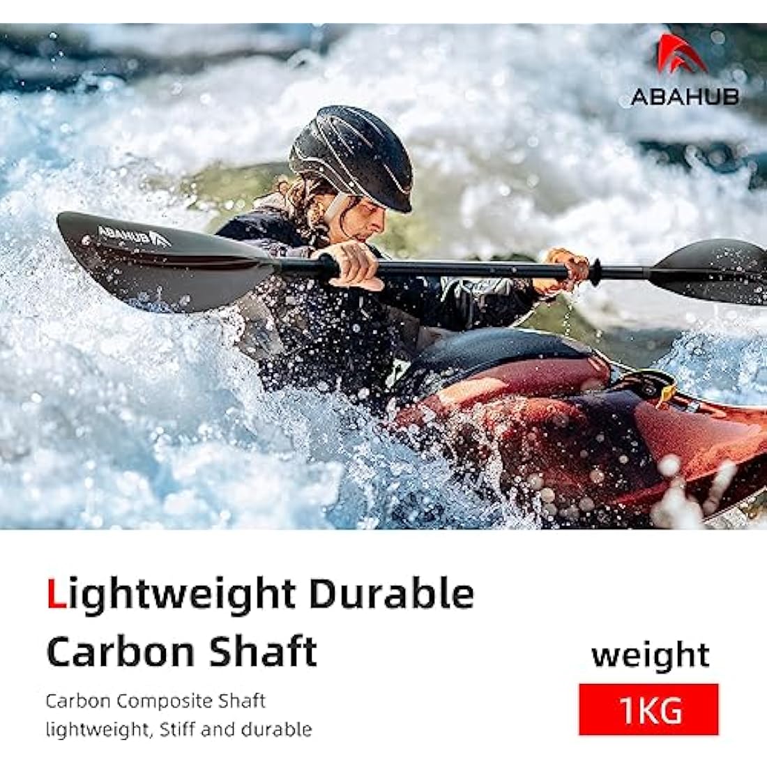 Abahub 3-Piece Carbon Fiber Kayak Paddle | Adjustable 220-240cm