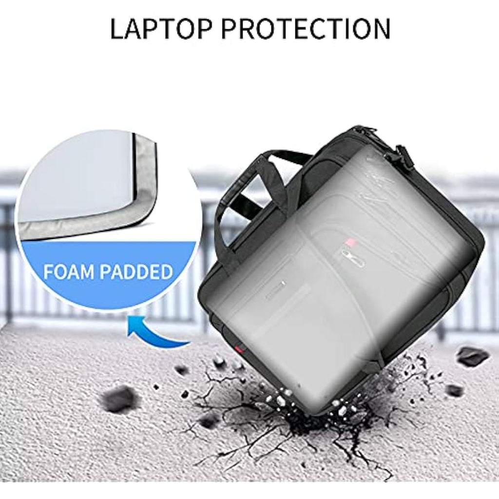 VANKEAN 17.3 Inch Laptop Briefcase | Expandable Water-Repellent Bag - Black