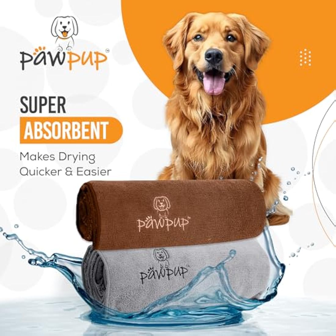 PAWPUP Super Absorbent Microfibre Dog Towels | 100x60cm Set of 2