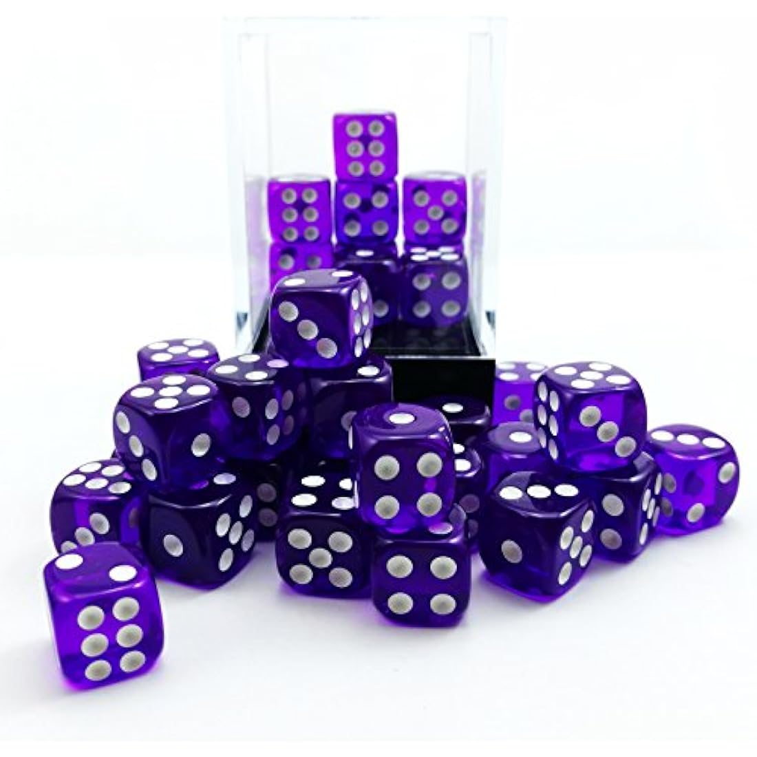 Bescon 12mm 6 Sided Dice Set | 36 Translucent Purple D6 with Box