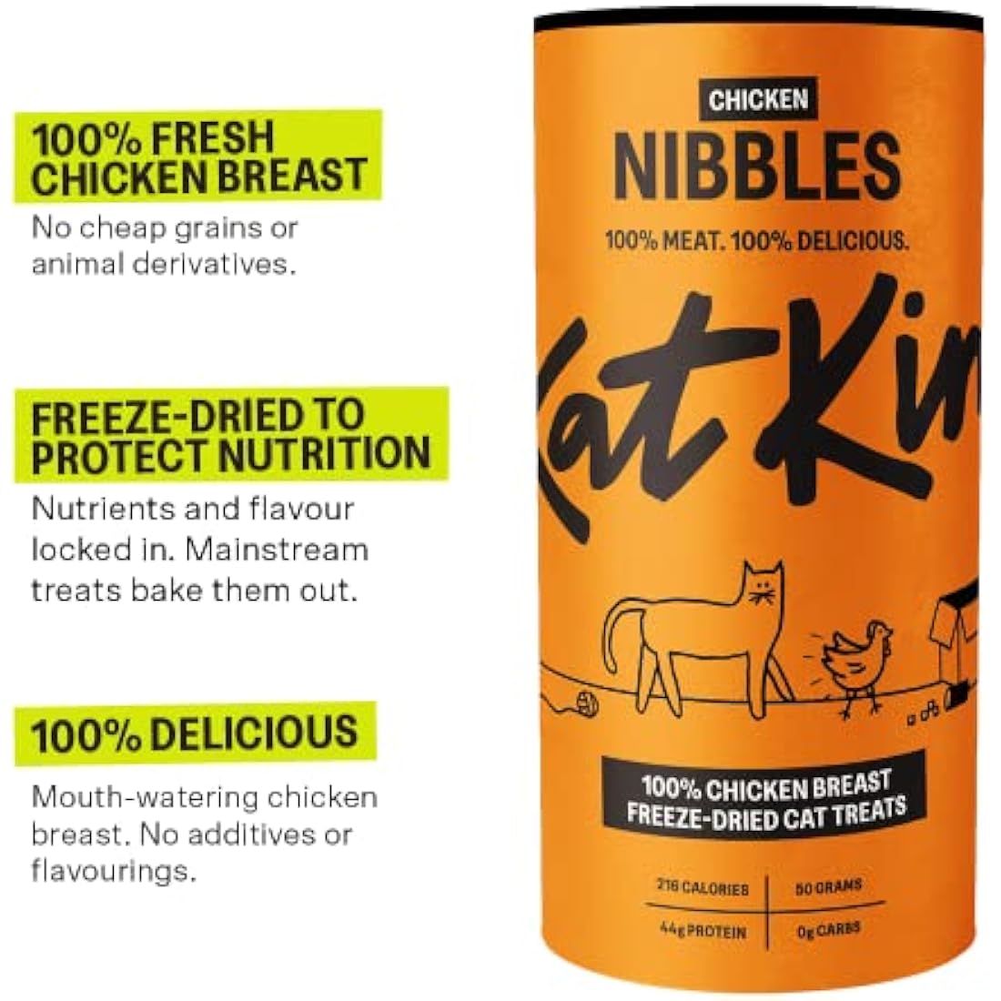 KatKin Freeze-Dried Chicken Breast Cat Treats - 100% Natural (4x50g)
