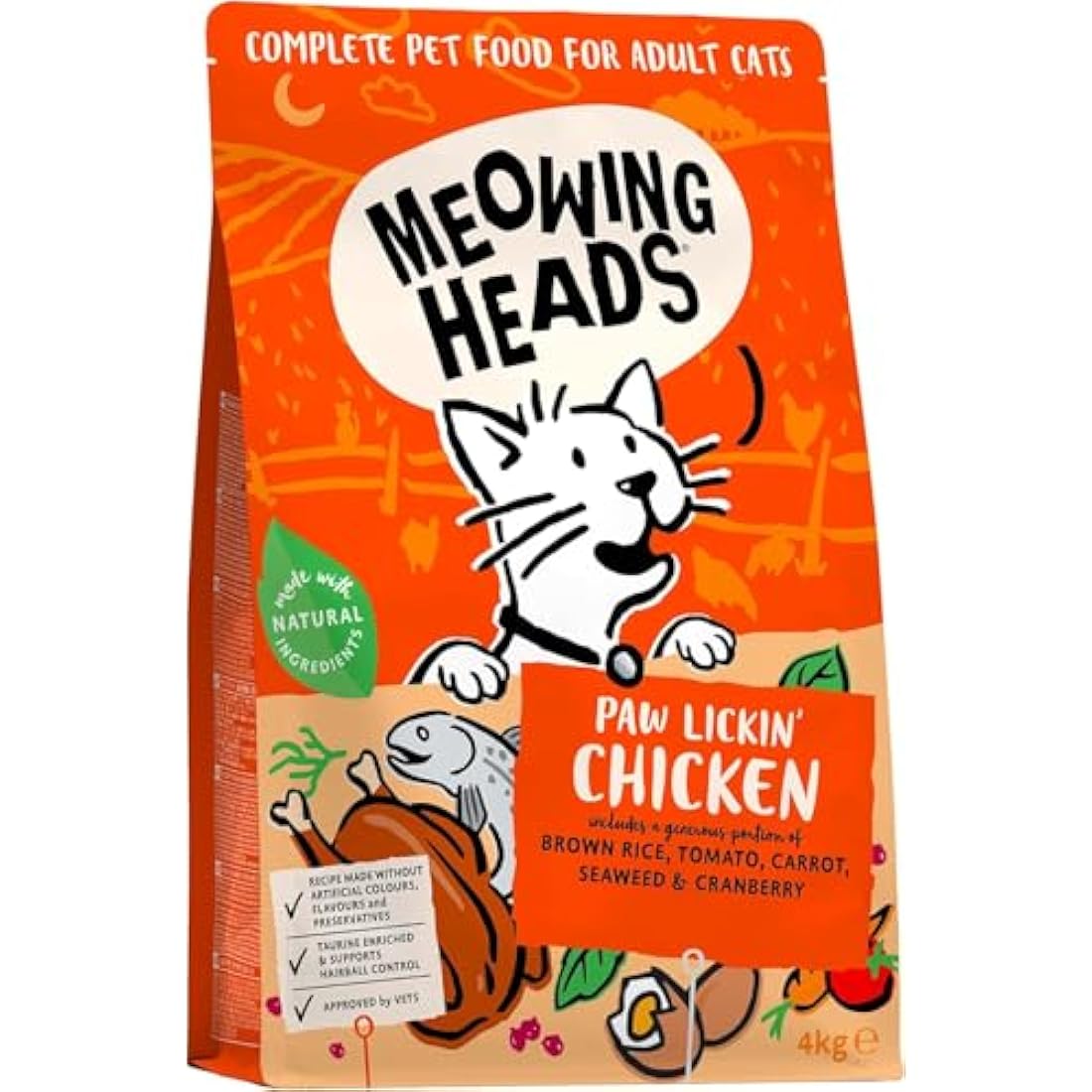 Meowing Heads Dry Cat Food – Paw Lickin' Chicken – High Protein 4kg