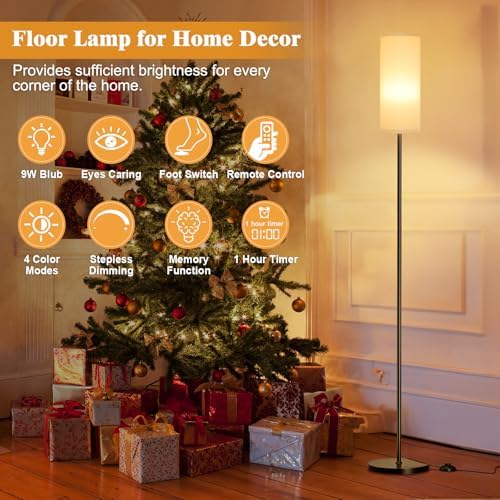 Aooshine Grey Floor Lamp | Dimmable Corner Standing Lamp with Remote