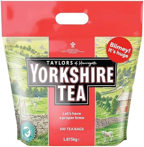 Yorkshire Tea Black Breakfast Tea Bags - Bulk Pack of 600 (1.875kg)