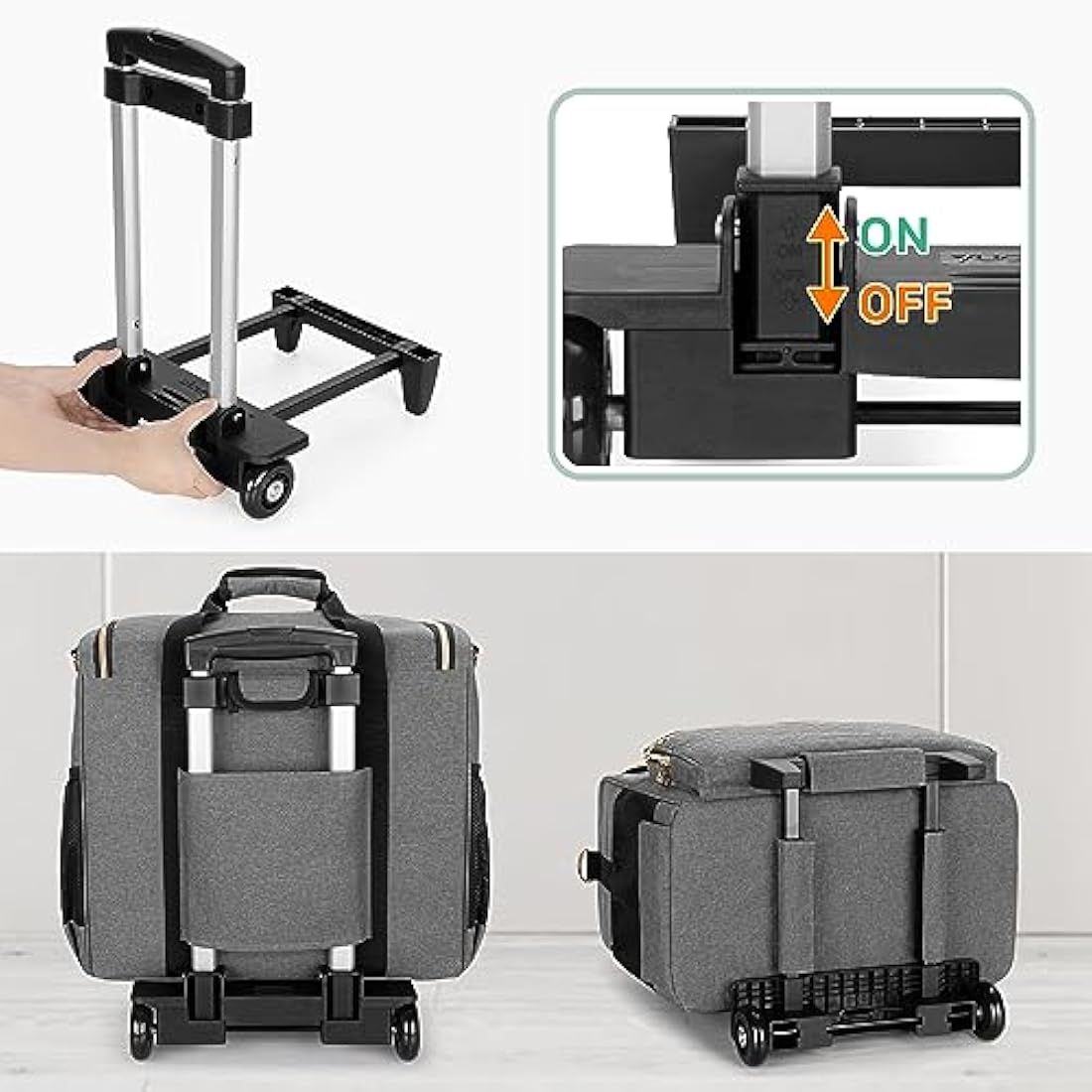 Rolling Teacher Bag | 15.6" Laptop Tote with Detachable Dolly