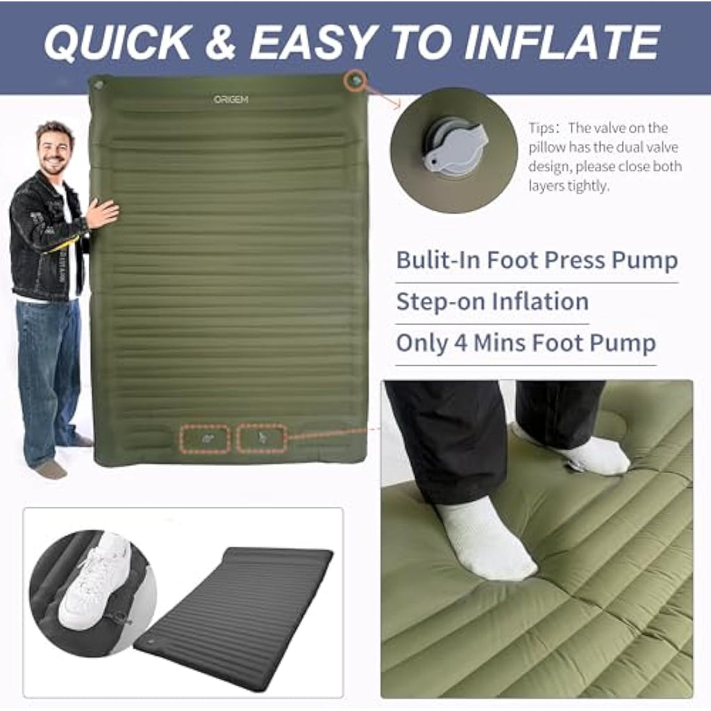 Origem Double Camping Sleeping Mat | 14cm Extra Thick Inflatable Mattress