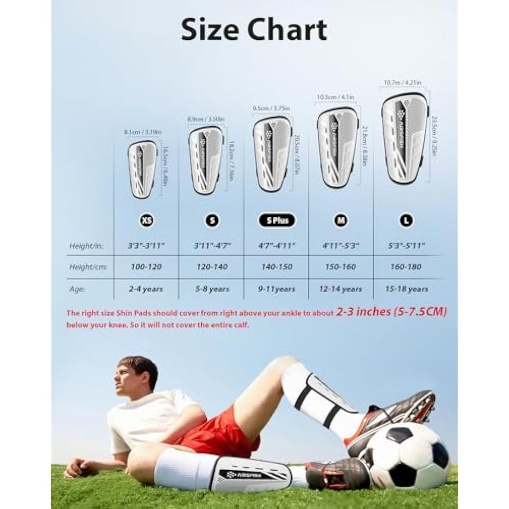 AirsFish Kids Soccer Shin Guards with Ankle Protection - Black, XS