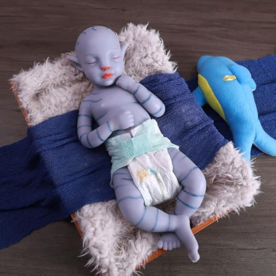 46cm Blue Avatar Reborn Baby Doll - Full Silicone Girl
