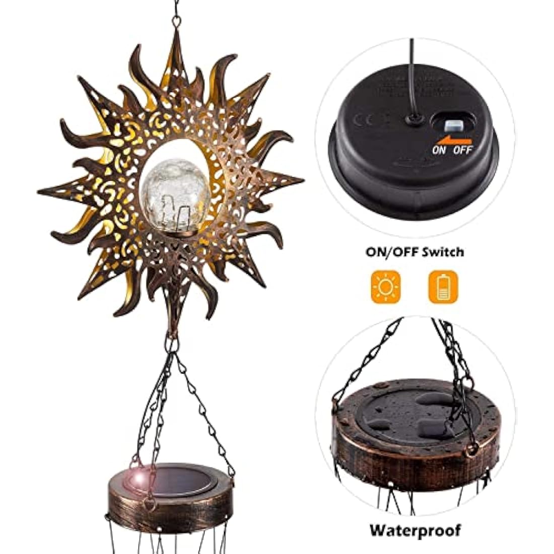 Lifemet Solar Wind Chimes – Waterproof Metal LED Garden Lights for Patio