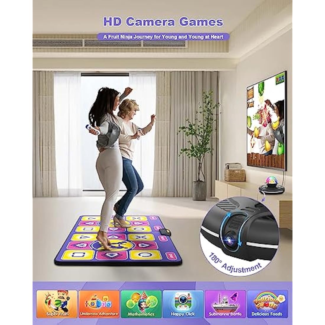 Jolof Store Flannel Double Dance Mat with Camera and Wireless Controllers