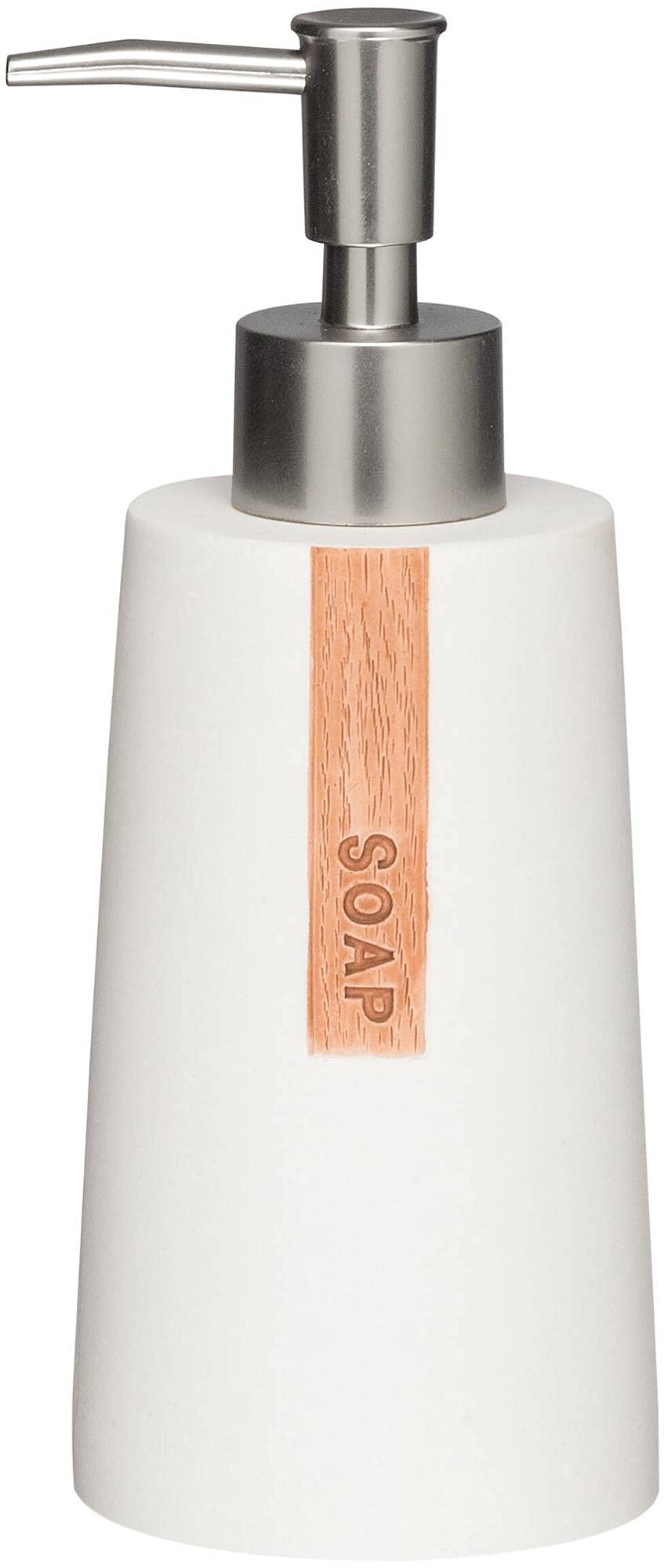 Sealskin Pierra Soap Dispenser – White Polyresin with Wood-Look Detail
