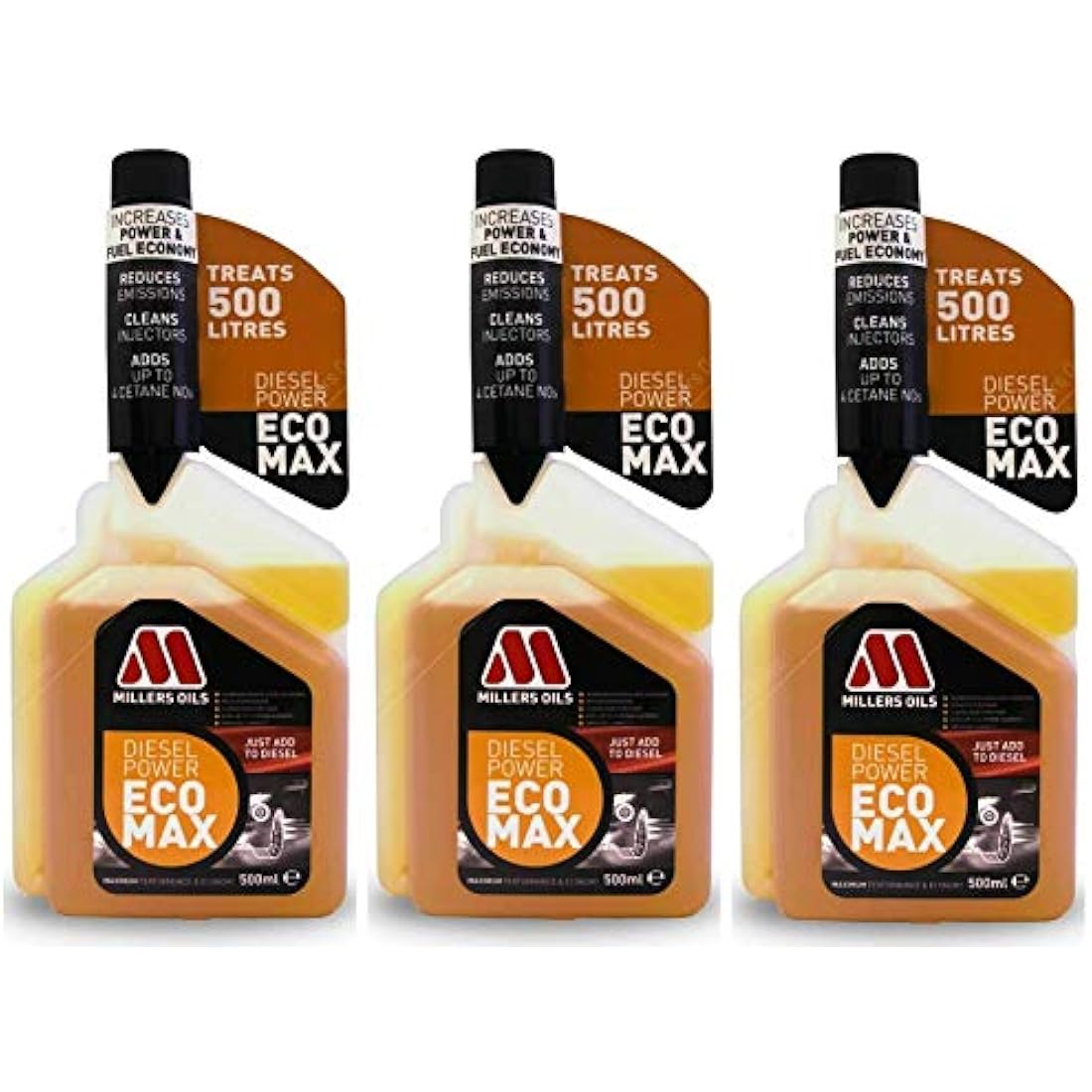 Millers Oils Diesel Power Ecomax Fuel Additive Treatment - 3 x 500ml
