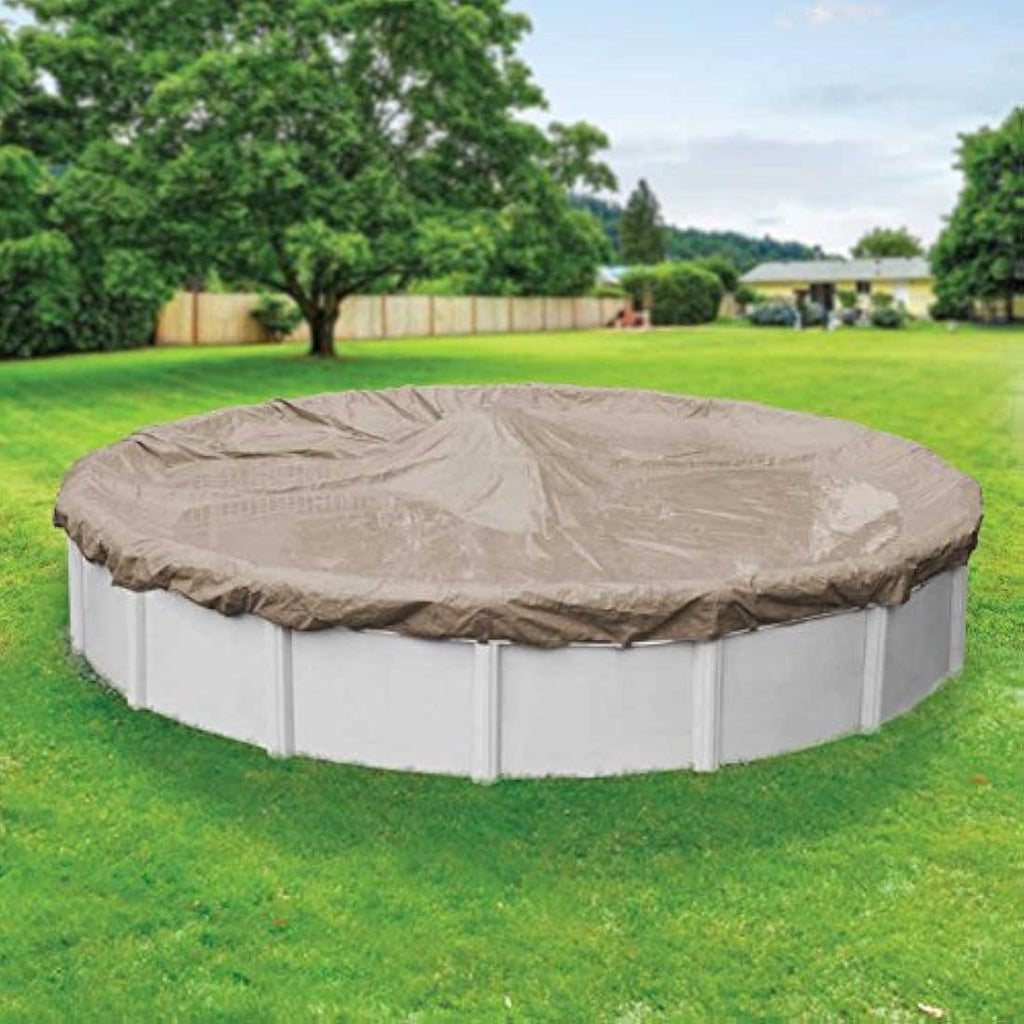 Pool Mate 28-ft Round Winter Pool Cover – Heavy-Duty Sandstone Poly