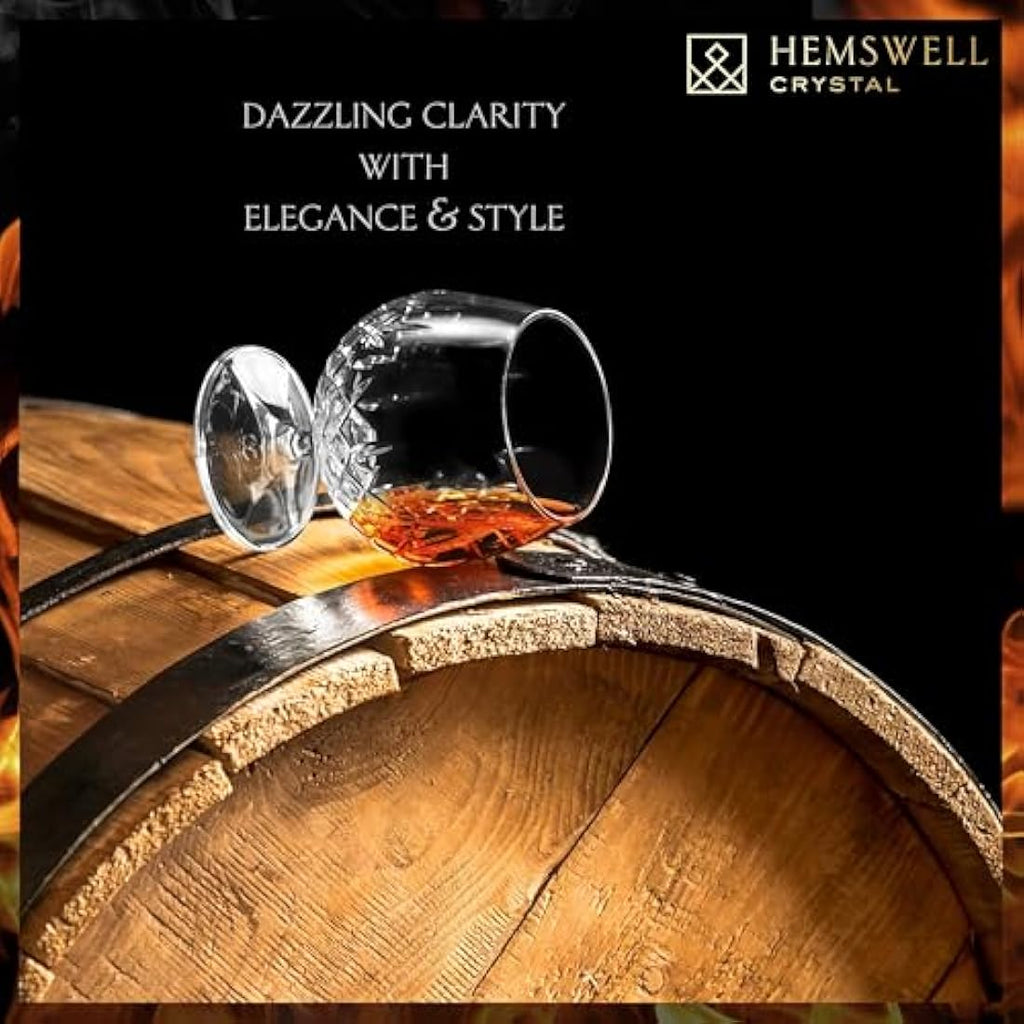 Hemswell Crystal Hand-Cut Brandy Glass | 250ml Cognac Snifter Gift Box
