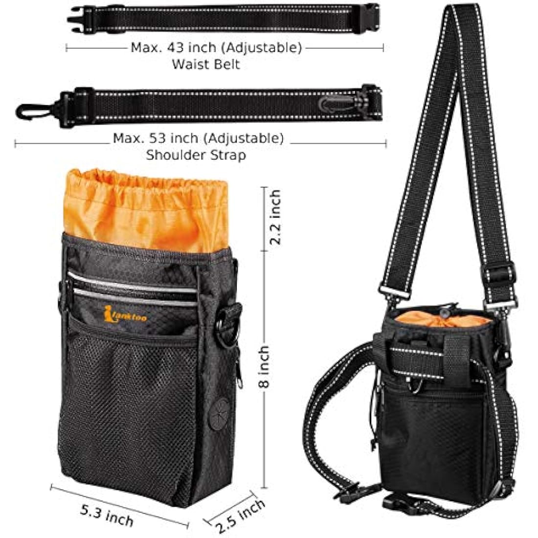 Lanktoo Dog Treat Pouch Bag with Poop Bag Holder - Waterproof Training Bag