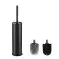 Black Aluminum Toilet Brush with Holder | 2 Brush Heads