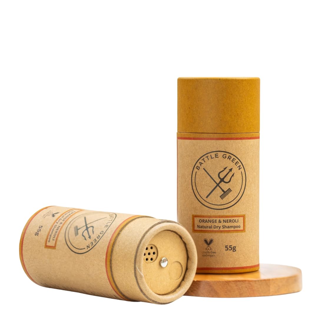 Battle Green Orange & Neroli Natural Dry Shampoo Powder - Vegan 55g
