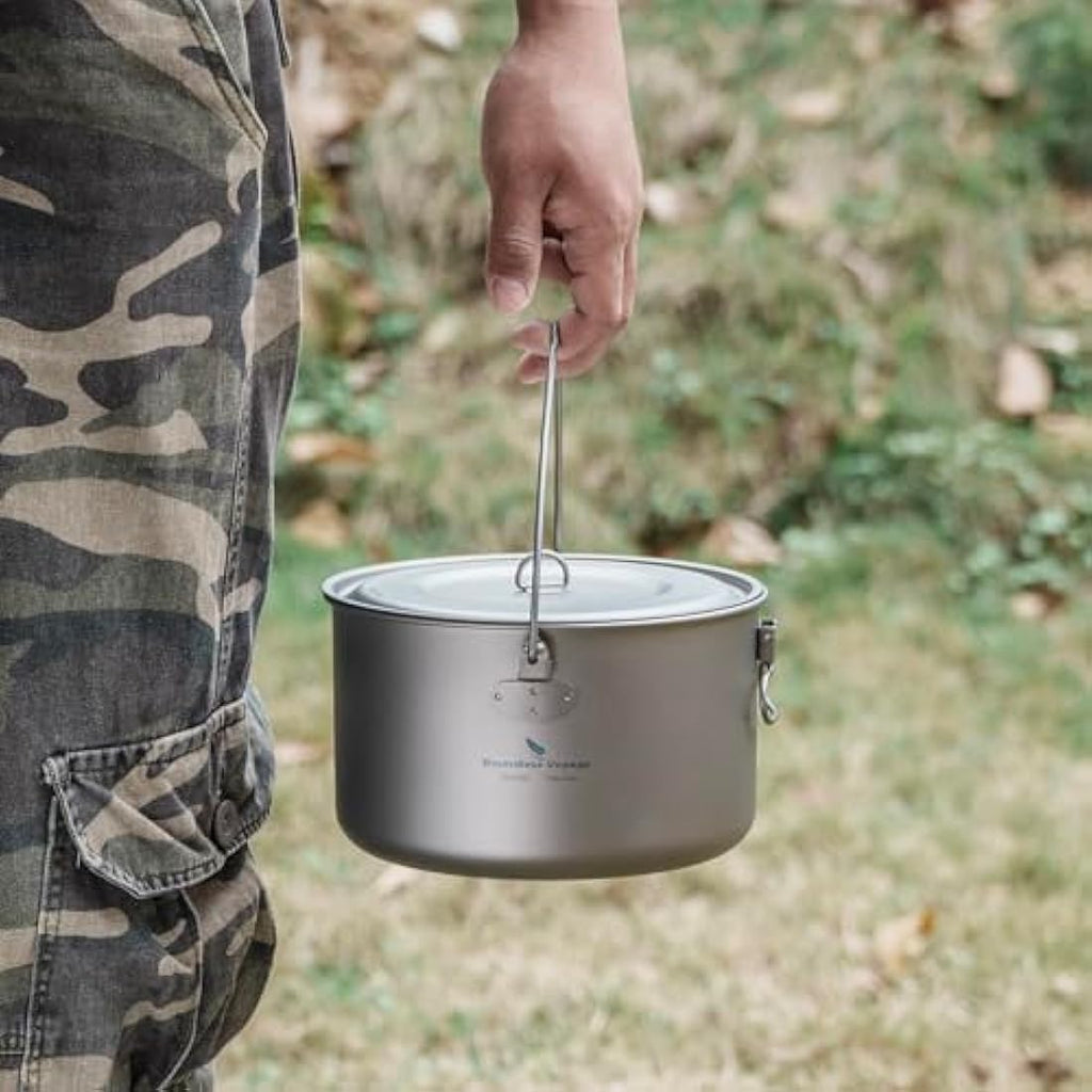 Boundless Voyage 2900ml Titanium Camping Pot with Folding Handle