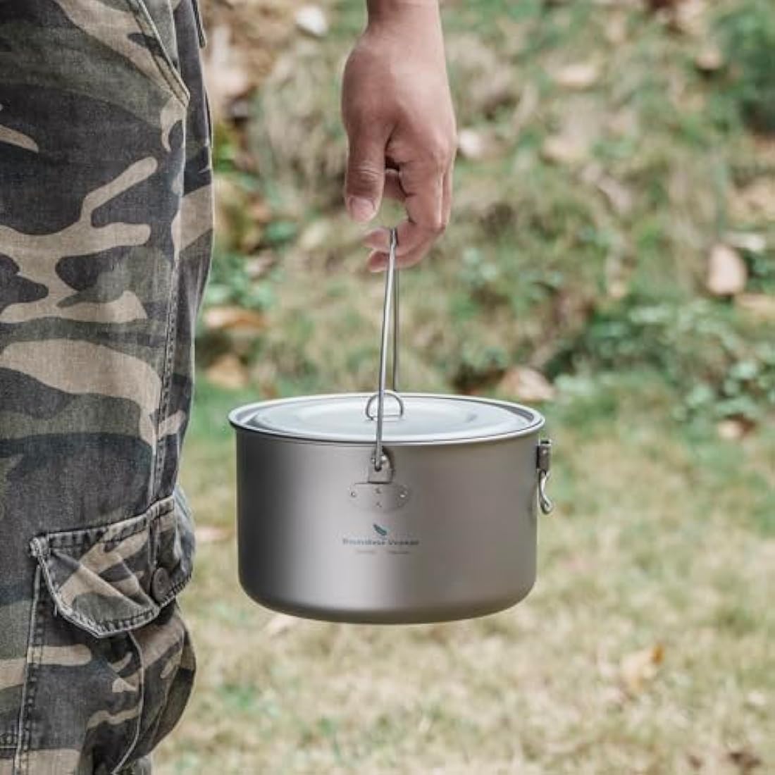 Boundless Voyage 2900ml Titanium Camping Pot with Folding Handle