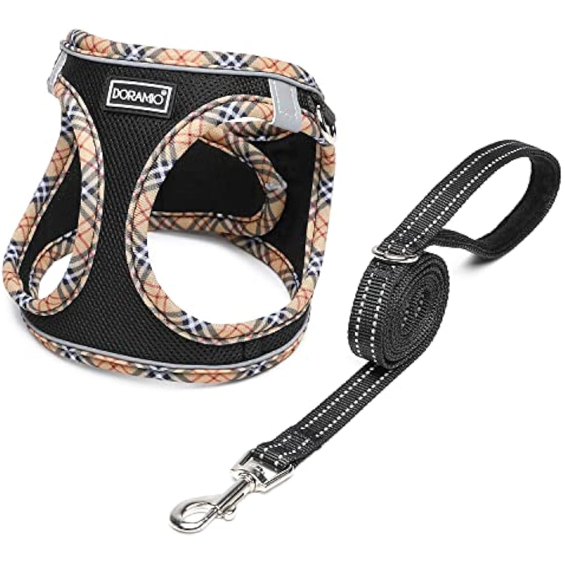 DORAMIO Step-in Dog Harness and Leash Set – Reflective Mesh Vest