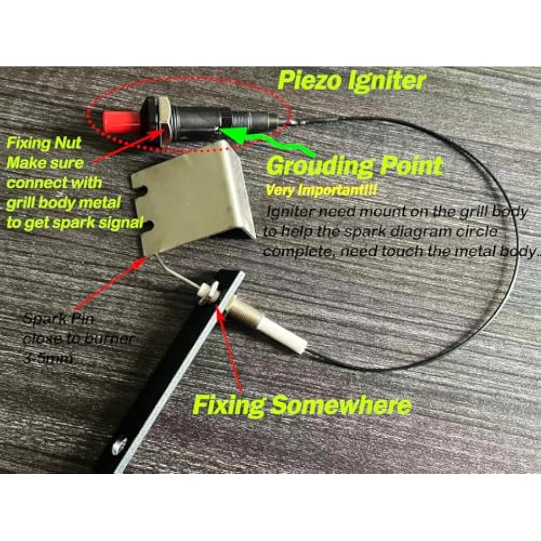 Propane Push Button Piezo Igniter Kit for Gas Grills - 2 Pack