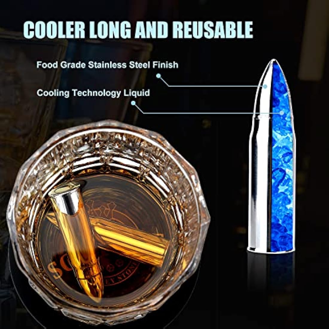 Sovyime Whiskey Gift Set | 2 Glasses & 6 Stainless Steel Stones in Wood Box
