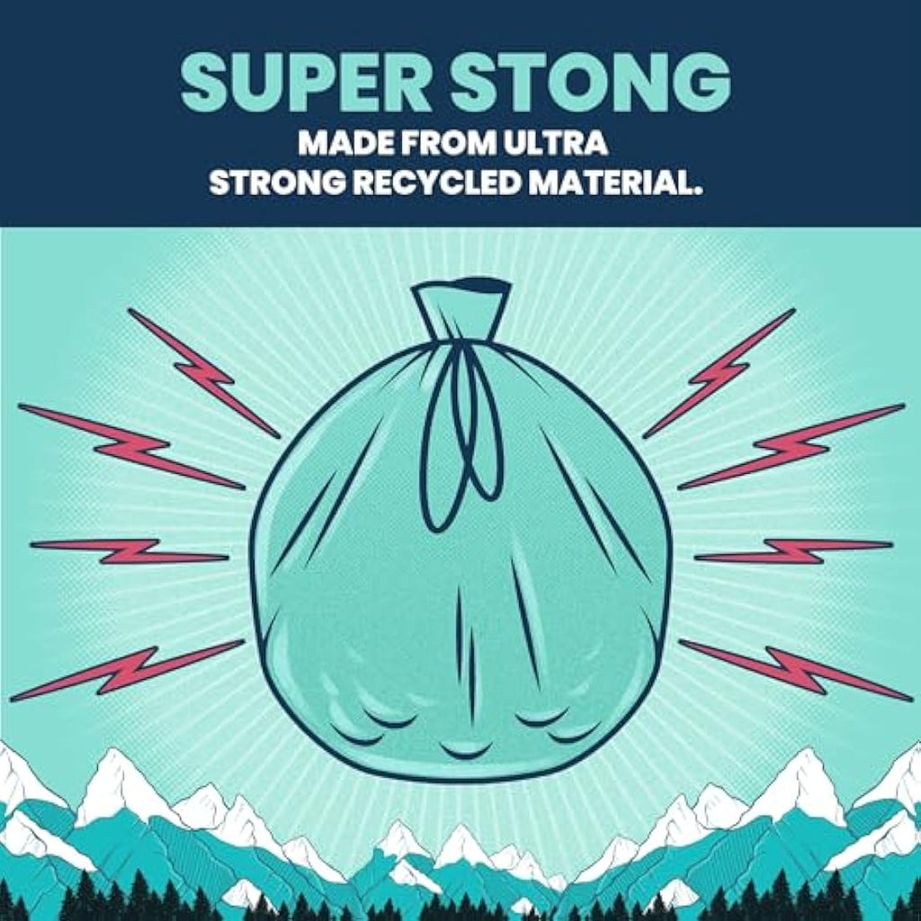 Beast Bin Bags – 30L Recycled Blue Drawstring Bin Liners (100 Pack)