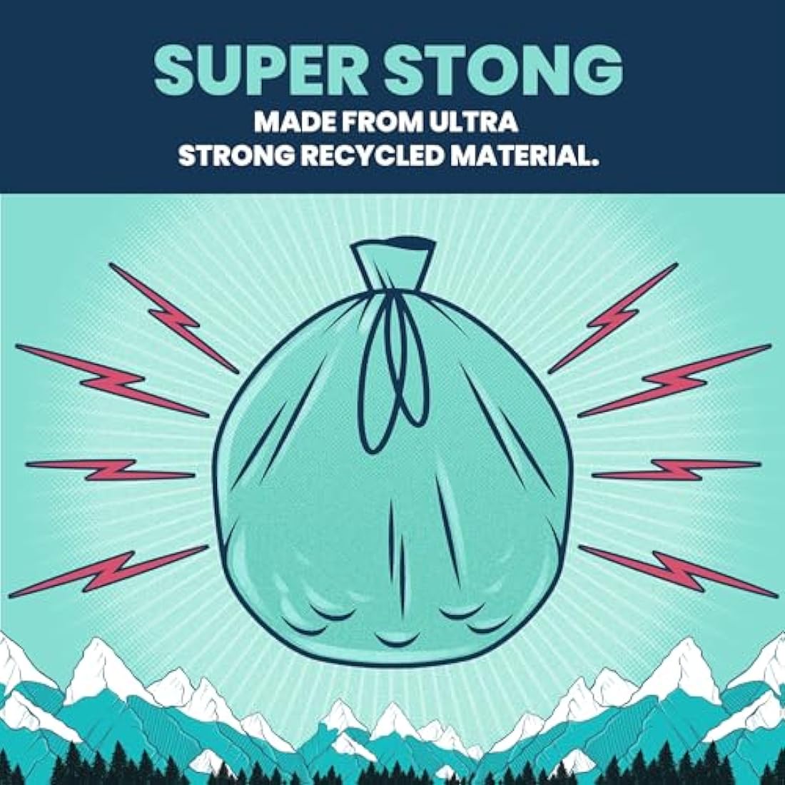 Beast Bin Bags | 50L Recycled Drawstring Bin Liners | 100 Heavy Duty Bags