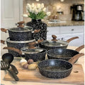 Kitchen Academy 12-Piece Nonstick Granite Cookware Set – Induction Pans