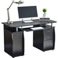 RayGar Black Deluxe Design Computer Desk With Cabinet and 3 Drawers For Home Office Table Workstation - New Black - image 1