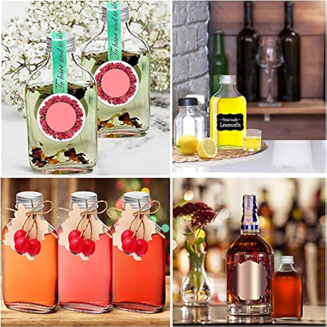 BELLE VOUS 50 Pack 100ml Glass Flask Liquor Bottles with Funnel & Caps