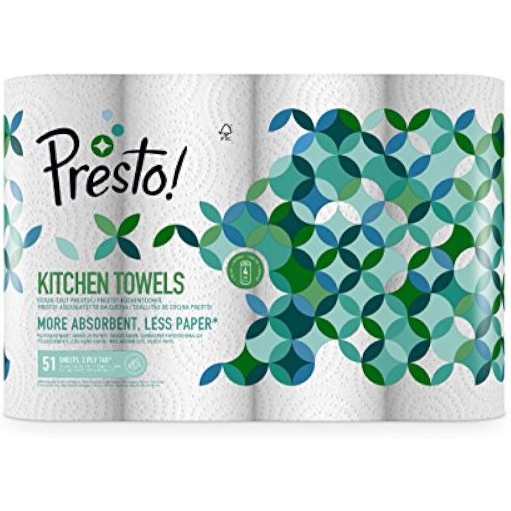 Presto! TAD Kitchen Roll – Extra Absorbent 2-Ply Paper, 32 Count