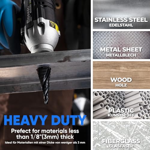 toolant 4-22mm Cobalt Step Drill Bit | 4-Spiral Flute Impact Unibit