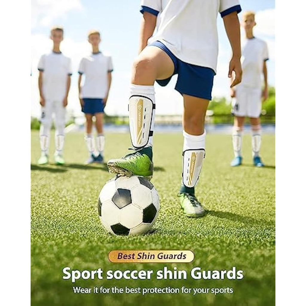 AirsFish Kids Football Shin Guards - CE Certified Soccer Shin Pads