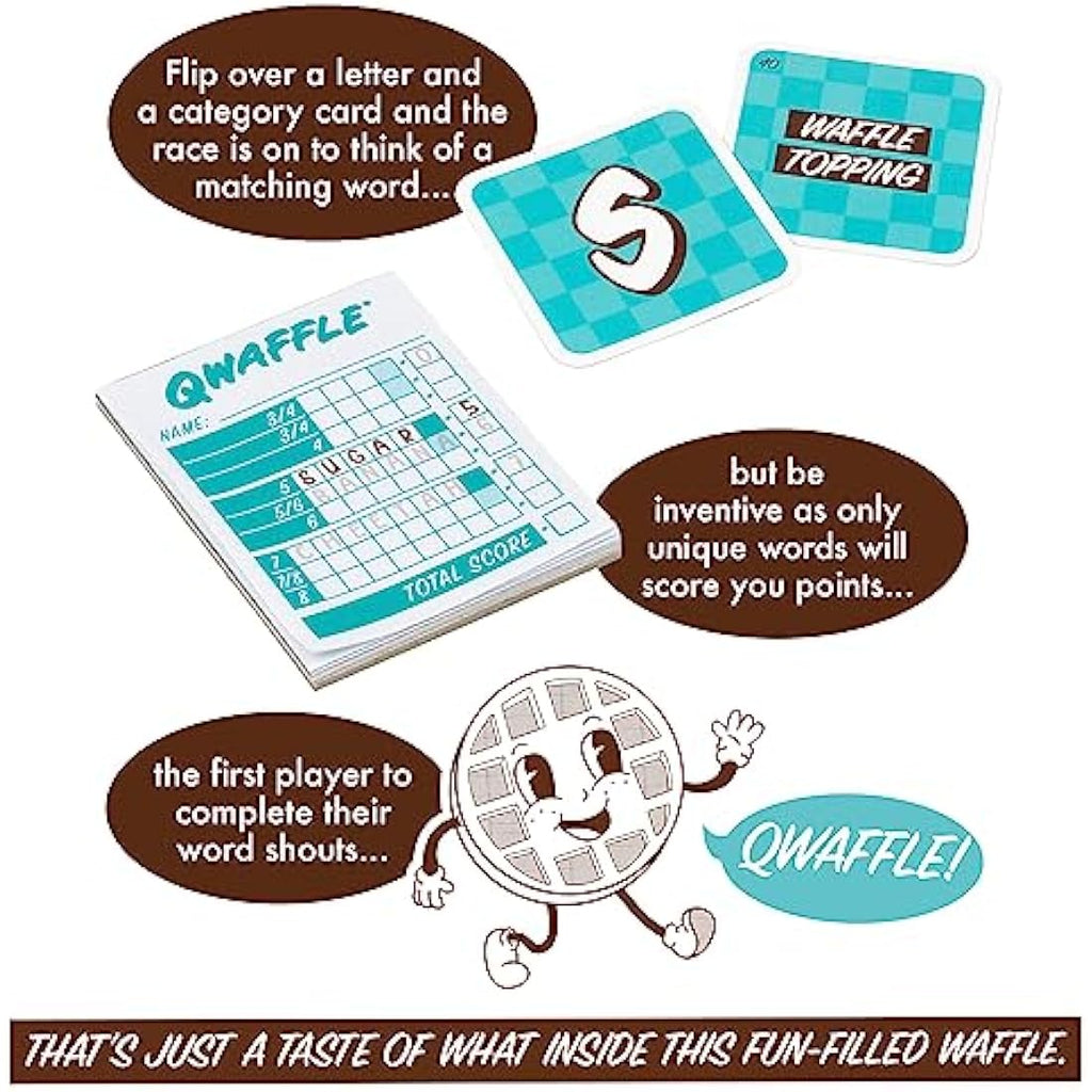 Ideal Qwaffle Word Game – Family Board Game for Travel and Parties