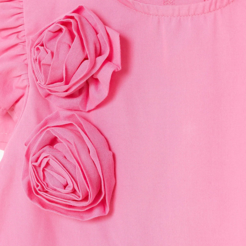 HelloBaby Girls Dress Flower Flower Garden Crew Neck Short Sleeve - Pink