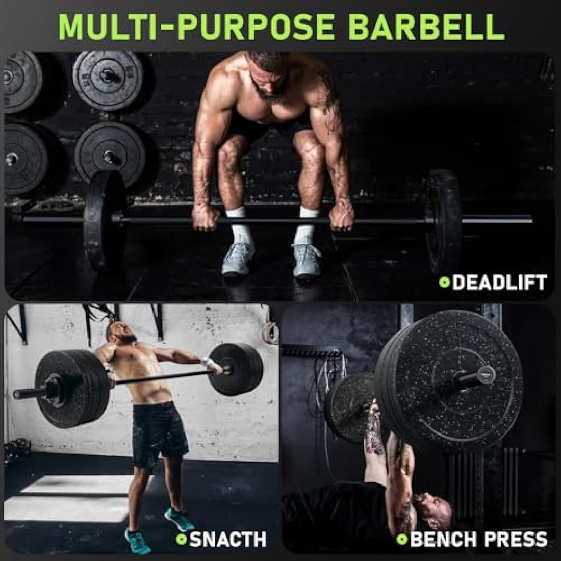 PhysKcal Olympic Barbell – 15kg/20kg Steel Multipurpose Weightlifting Bar
