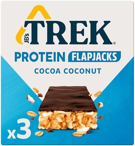 TREK High Protein Flapjack Cocoa Coconut – Vegan & Gluten Free – 36 Bars