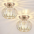 ZYDTRIP Modern Crystal Ceiling Light – Rose Gold Semi Flush Mount (2 Pack)