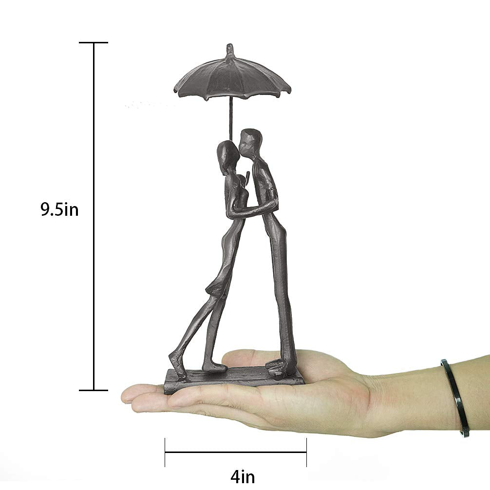 Aoneky Iron Couple Sculpture - Romantic Metal Figurine for Anniversary Gift